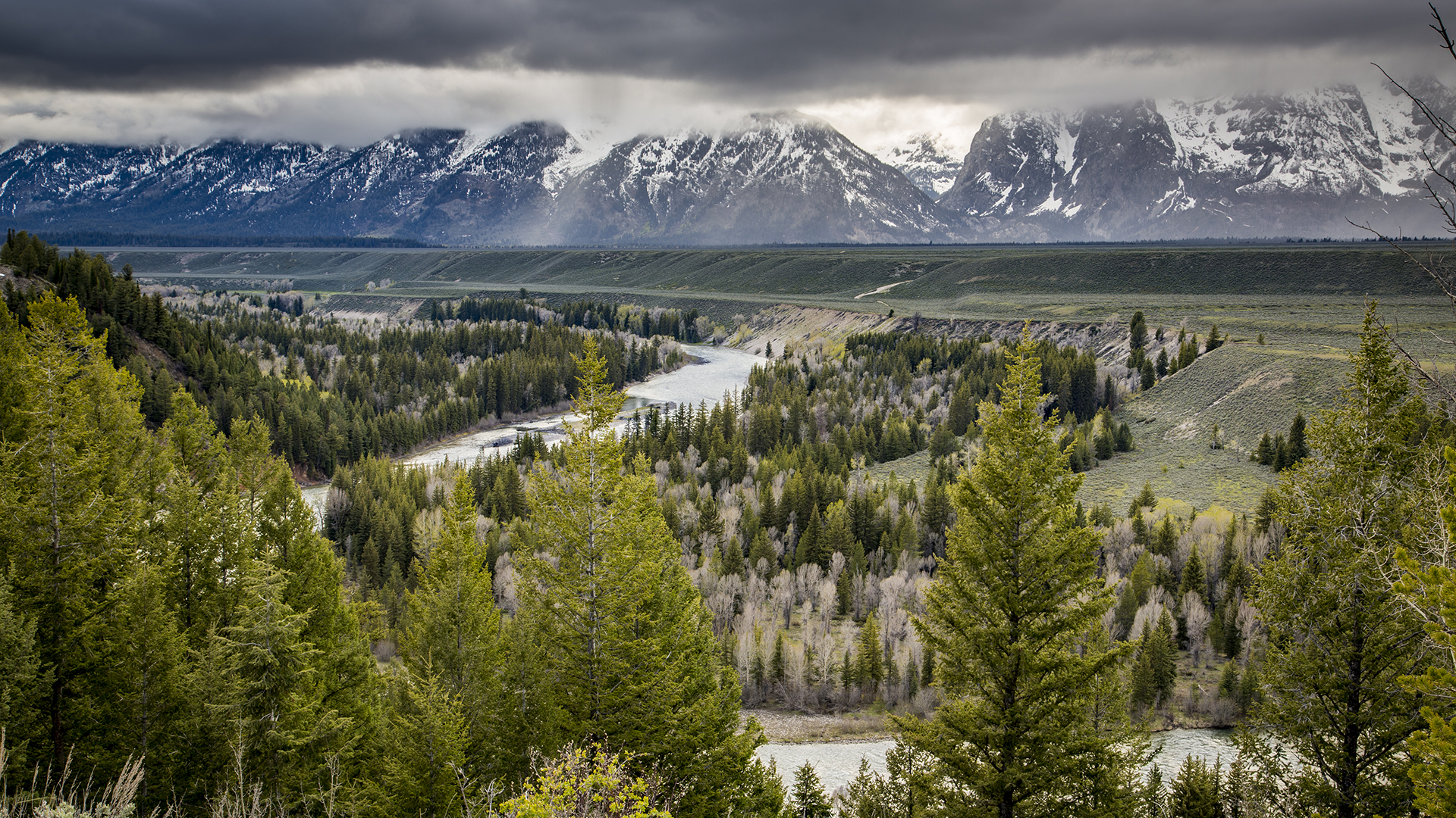 The iconic Snake River winds its way toward Wyoming's Teton Range.